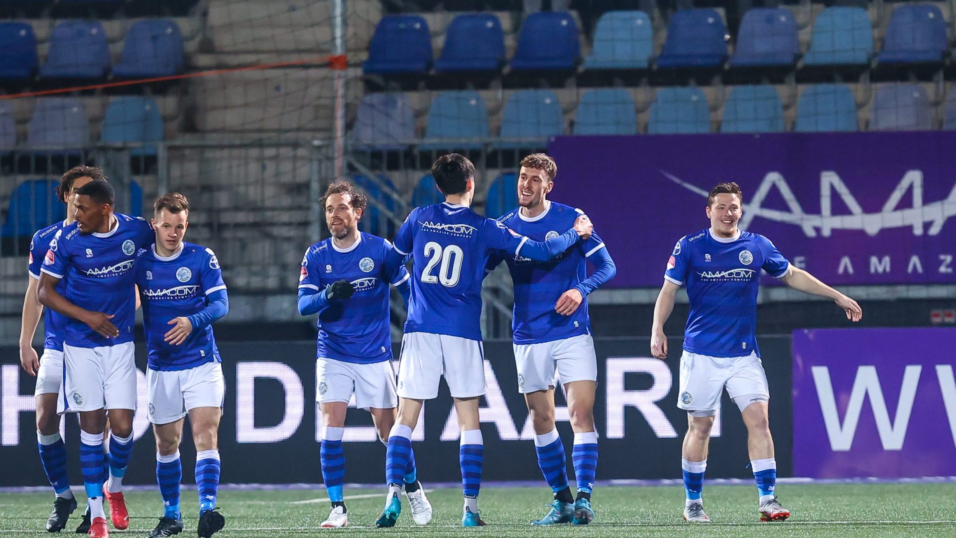 S-HERTOGENBOSCH,14-03-2022,Stadium De Vliert,Dutch Football Keuken Kampioen Divisie season 2021 / 2022,FC Den Bosch player Nikolaj Moller(M) celebrating the goal (2-2) during the match Den Bosch - Jong PSV