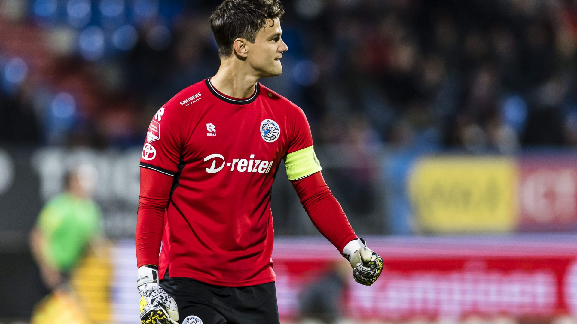 TILBURG - 07-10-2022, Koning Willem II stadium. Dutch Keuken Kampioen Division, season 2022-2023. during the match Willem II - Den Bosch.  FC Den Bosch keeper Wouter van der Steen celebrating the win, final score 1-2.